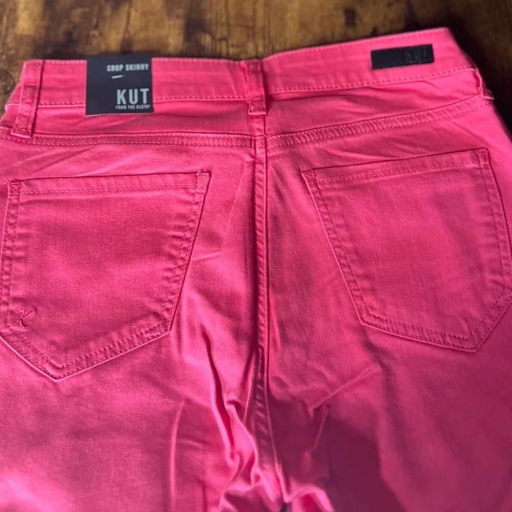 KUT from the Kloth Crop Skinny Stretch Denim Jean in Honeysuckle, Size 6. NWT!